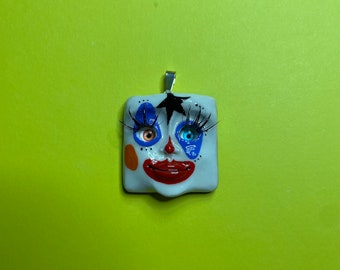 Square pendant - oil slick