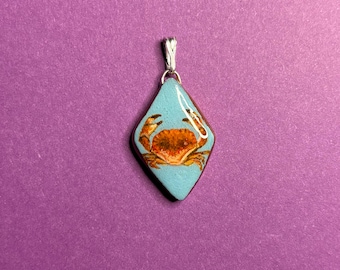 Handpainted crab pendant