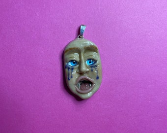Oval pendant - oil slick