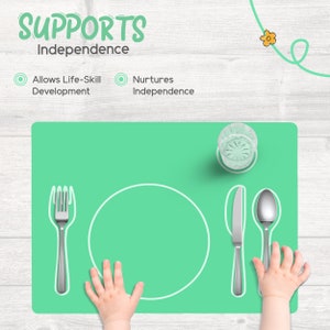 Montessori Silicone Placemat - Easy-to-Clean,  Placemat for Setting the Table, Montessori Practical Life,  Eco-Friendly - GREEN