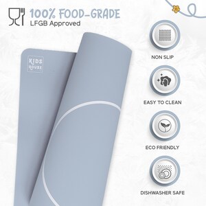 Montessori Toddler Silicone Mealtime Placemat, LARGE Non-Slip, Easy-to-Clean, Dining Mat for Setting the Table, Eco-Friendly Grey image 4