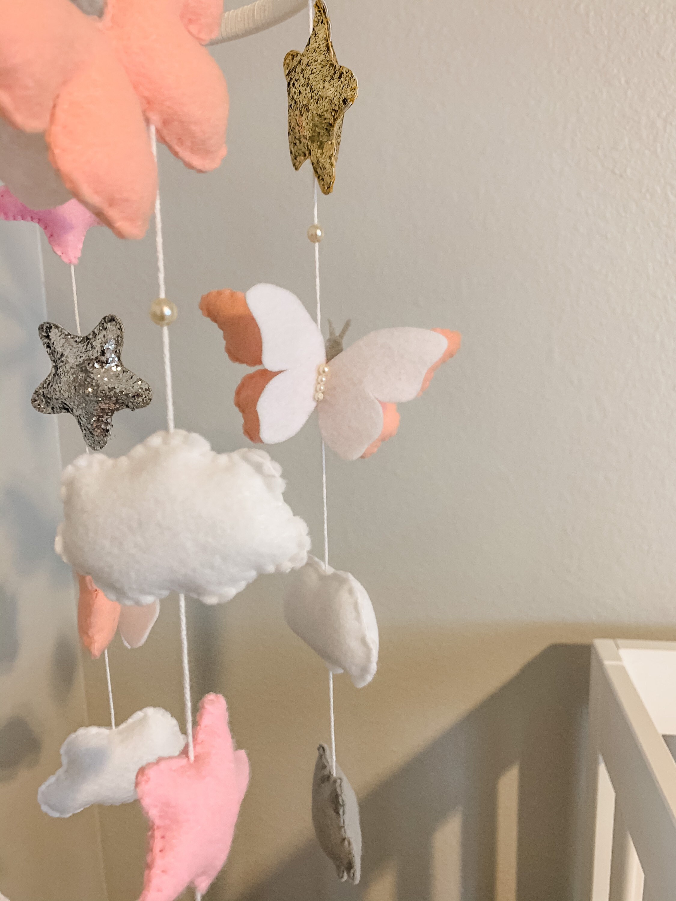 Pink Butterfly Baby Mobile Etsy