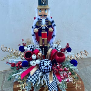 Nutcracker Centerpiece | Christmas Tabletop Decor | Holiday Floral Arrangement | Holiday Table Decor