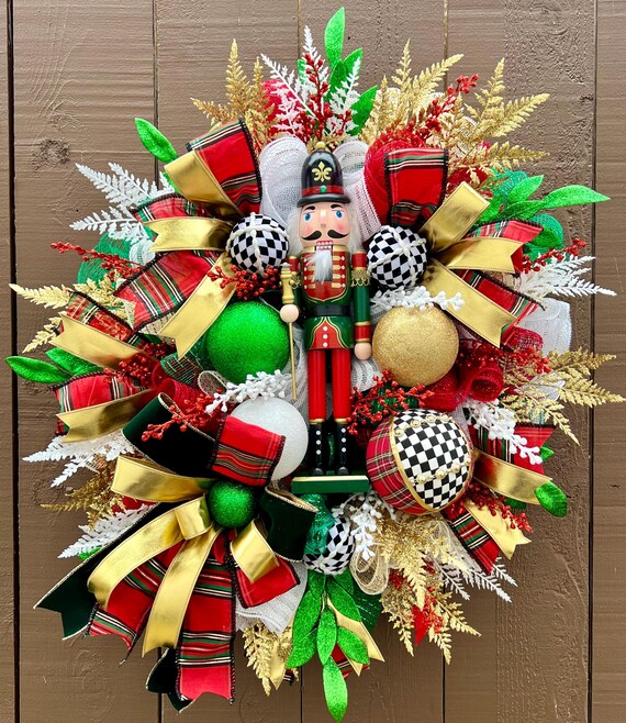 　Decorated Christmas Wreath Christmas Wreath | Nutcracker Wreath | Christmas Door Decor