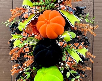 Halloween Swag | Halloween Pumpkin Wreath | Halloween Wreath for Front Door | Halloween Door Decor | Halloween Decorations | Fall Decor