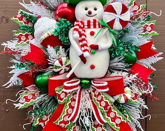 Snowman Holiday Rag Wreath - Etsy