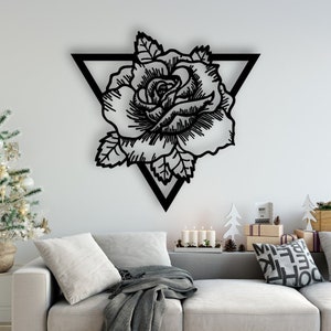 Rose Design laser cut svg dxf files wall sticker engraving decal silhouette template cnc cutting router digital vector instant download