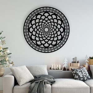Mandala Design laser cut svg dxf files wall sticker engraving decal silhouette template cnc cutting router digital vector instant download