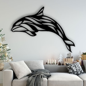 Dolphin Design taglio laser svg dxf file parete adesivo incisione decalcoma silhouette modello cnc taglio router digitale vettore instand download
