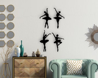 Ballerina Design laser coupé svg dxf fichiers mur autocollant gravure modèle de silhouette décalque cnc routeur numérique vecteur téléchargement instantané