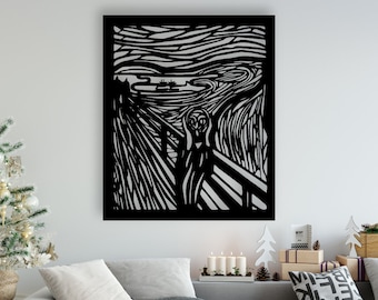 The Scream Design wycinane laserowo pliki svg dxf naklejka ścienna grawerowanie naklejka sylwetka szablon cnc cięcie router cyfrowy wektor inst pobierz