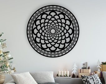 Mandala Design laserowo wycinane pliki svg dxf naklejka ścienna grawerowanie naklejka sylwetka szablon cnc cięcie router cyfrowy wektor natychmiastowe pobieranie
