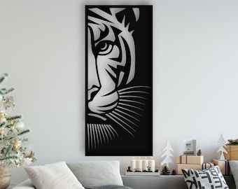 Tiger Design laserowo wycinane pliki svg dxf naklejka ścienna grawerowanie naklejka sylwetka szablon cnc cięcie router cyfrowy wektor natychmiastowe pobieranie