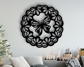 Butterfly Design laser cut svg dxf fichiers autocollant mural gravure décalcomanie silhouette modèle cnc découpe routeur vecteur numérique téléchargement instantané