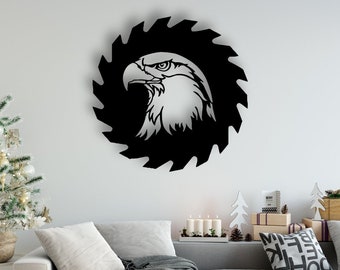 Eagle Design laser coupé svg dxf fichiers mur autocollant gravure modèle de silhouette décalque cnc coupe routeur numérique vecteur téléchargement instantané