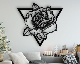 Rose Design laserowo wycinane pliki svg dxf naklejka ścienna grawerowanie naklejka sylwetka szablon cnc cięcie router cyfrowy wektor natychmiastowe pobieranie