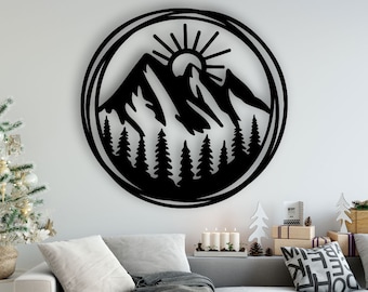 Sun Rise Design laser cut svg dxf fichiers mur autocollant gravure modèle de silhouette décalque cnc routeur numérique vecteur téléchargement instantané
