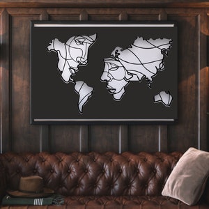 World Faces Design Laser geschnitten Svg Dxf Dateien Wand Aufkleber Gravur Aufkleber Silhouette Vorlage cnc Schneiden Router digitale Vektor download