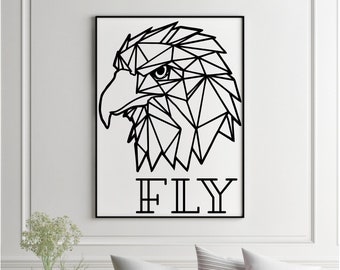 Eagle Head laserowo wycinane pliki svg dxf naklejka ścienna grawerowanie naklejka sylwetka szablon cnc cięcie router cyfrowy wektor natychmiastowe pobieranie