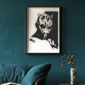 Darth Maul Design laser cut svg dxf files wall sticker engraving decal silhouette template cnc cutting router digital vector instantdownload