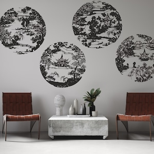 Chinese Design laser cut svg dxf files wall sticker engraving decal silhouette template cnc cutting router digital vector instant download