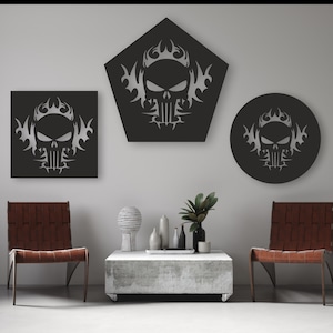 Punisher Tribal Design laserowo wycinane pliki SVG DXF naklejki ścienne grawerowanie kalkomania sylwetka szablon cnc cięcie router cyfrowy wektor Pobierz