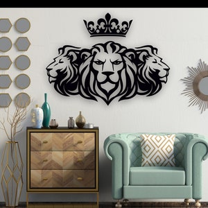 Tres Leones Diseño corte láser svg dxf archivos pared pegatina grabado calcomanía silueta plantilla cnc corte router digital vector descarga