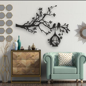Decoratieve Tree Design laser gesneden svg dxf bestanden muur sticker gravure sticker silhouet sjabloon cnc snijden router digitale vector downloaden