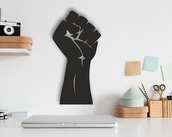 Power Fist Design laserowo wycinane pliki svg dxf naklejka ścienna grawerowanie naklejka sylwetka szablon cnc cięcie router cyfrowy wektor inst pobierz