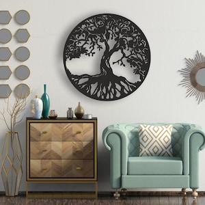 Baum des Lebens Design Laser geschnitten Svg Dxf Dateien Wand Aufkleber Gravur Aufkleber Silhouette Vorlage cnc Schneiden Router digitaler Vektor inst Download