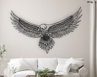 Eagle Design laserowo wycinane pliki svg dxf naklejka ścienna grawerowanie naklejka sylwetka szablon cnc cięcie router cyfrowy wektor natychmiastowe pobieranie