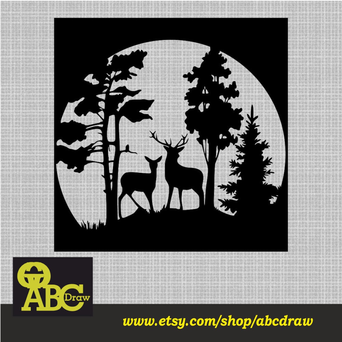 Two Deer Design Laser Cut Svg Dxf Files Wall Sticker Engraving Etsy