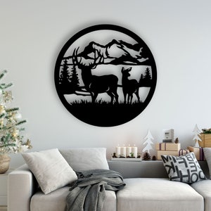Deer Design laser cut svg dxf files wall sticker engraving decal silhouette template cnc cutting router digital vector instant download
