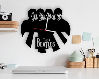 The Beatles Clock Design laser cut svg dxf files wall stickergraving decal silhouette template cnc cutting router digital vector download