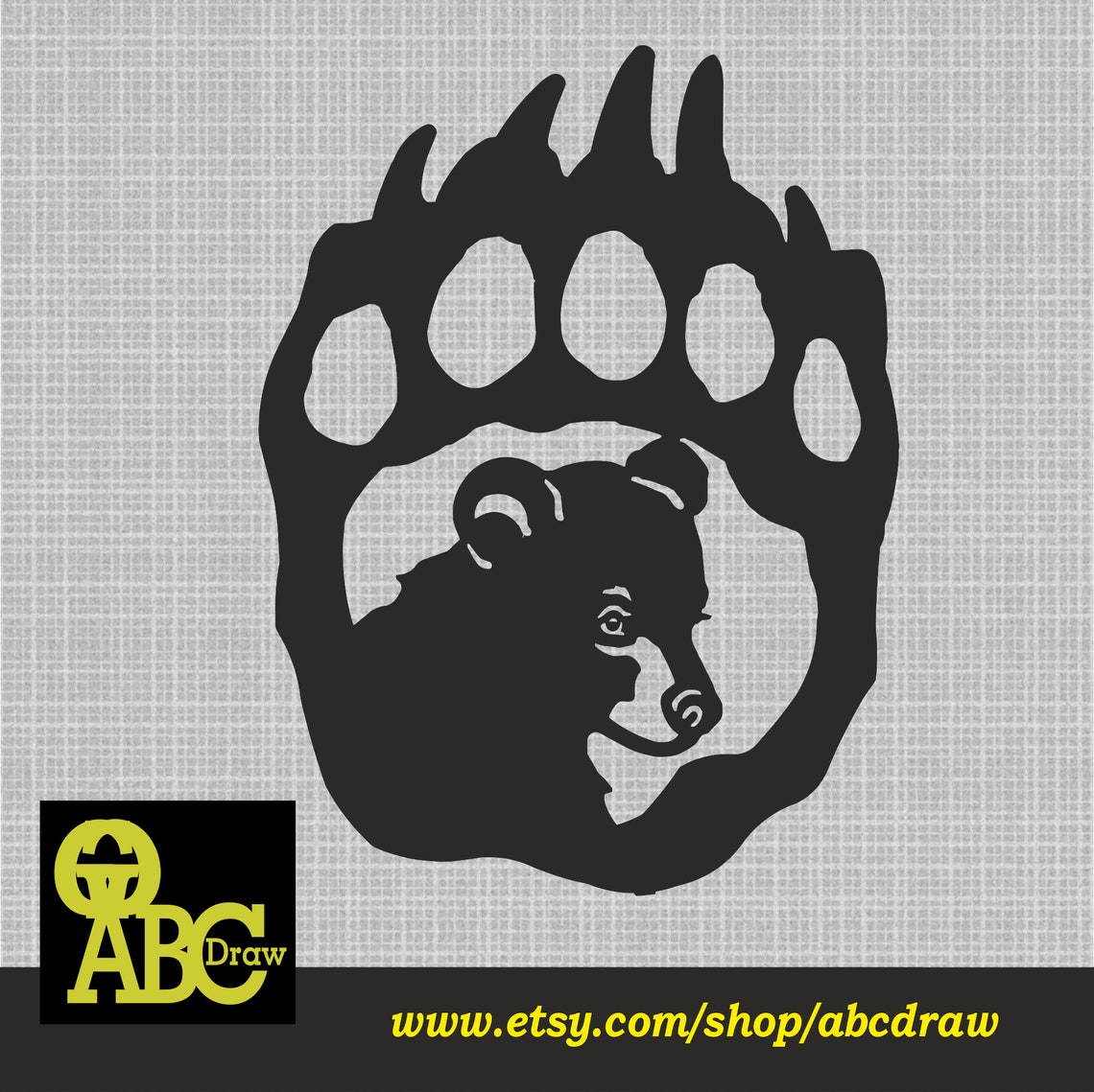 Bear Footprint Design Laser Cut Svg Dxf Files Wall Sticker - Etsy
