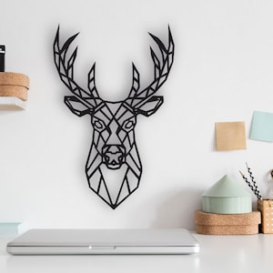 Deer Head Design laser cut svg dxf files wall sticker engraving decal silhouette template cnc cutting router digital vector instand download