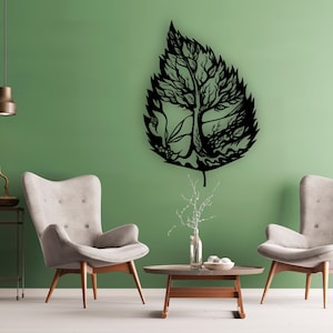 Tree Leaf Design laser cut svg dxf files wall sticker engraving decal silhouette template cnc cutting router digital vector instant download