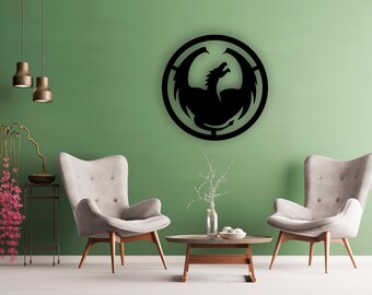 Dragon Circle Design laserowo wycinane pliki svg dxf naklejka ścienna grawerowanie naklejka sylwetka szablon cnc cięcie router cyfrowy wektor ins pobierz