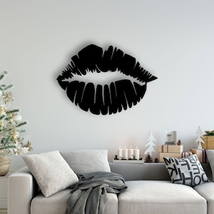 Lips Design corte láser svg dxf archivos pared pegatina grabado de la silueta de calcomanía plantilla cnc cortar router vector digital descarga instantánea