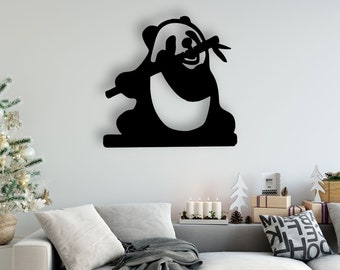 Panda Design laser coupé svg dxf fichiers mur autocollant gravure modèle de silhouette décalque cnc routeur de coupe numérique vecteur instand télécharger