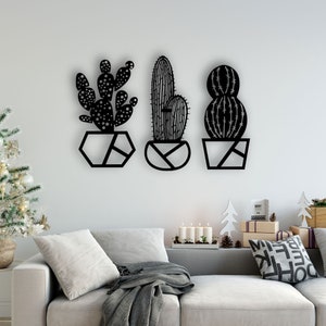 Cactus Design taglio laser svg dxf file adesivo parete incisione decalcomania modello cnc taglio router digitale vettore instand download