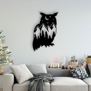 Eule Design Laser geschnitten Svg Dxf Dateien Wand Aufkleber Gravur Aufkleber Silhouette Vorlage cnc Schneiden Router digitale Vektor instand herunterladen