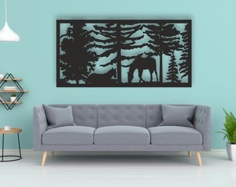 Nature Panel Design fichiers svg dxf découpés au laser sticker mural gravure sticker silhouette modèle CNC découpe routeur téléchargement vectoriel numérique