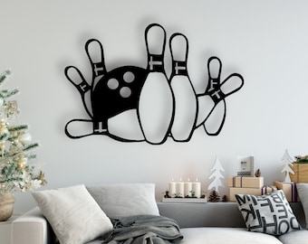 Bowling Design laser cut svg dxf fichiers autocollant mural gravure décalcomanie silhouette modèle cnc découpe routeur vecteur numérique téléchargement instantané