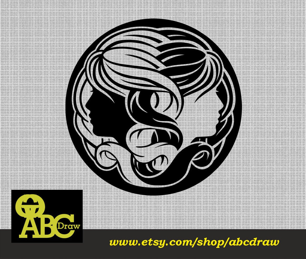 Two Face Laser Cut Svg Dxf Files Wall Sticker Engraving Decal ...