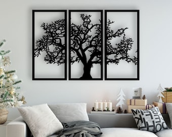 Baum Leben Design Laser geschnitten Svg Dxf Dateien Wandaufkleber Gravur Aufkleber Silhouette Vorlage cnc Schneiden Router digitaler Vektor sofortiger Download