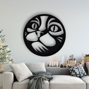 Cat Design laser cut svg dxf files wall sticker engraving decal silhouette template cnc cutting router digital vector instant download