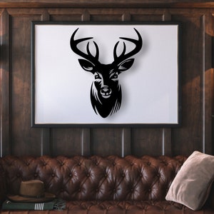 Deer Head Design laser cut svg dxf files wall sticker engraving decal silhouette template cnc cutting router digital vector instand download