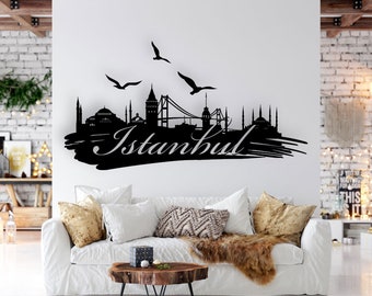 Istanbul Design laser coupé svg dxf fichiers mur autocollant gravure modèle de silhouette décalque cnc routeur de coupe vecteur numérique en stand télécharger