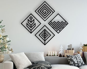 4 Element Design laser coupé svg dxf fichiers mur autocollant gravure modèle de silhouette décalque cnc routeur numérique vecteur numérique en stand télécharger